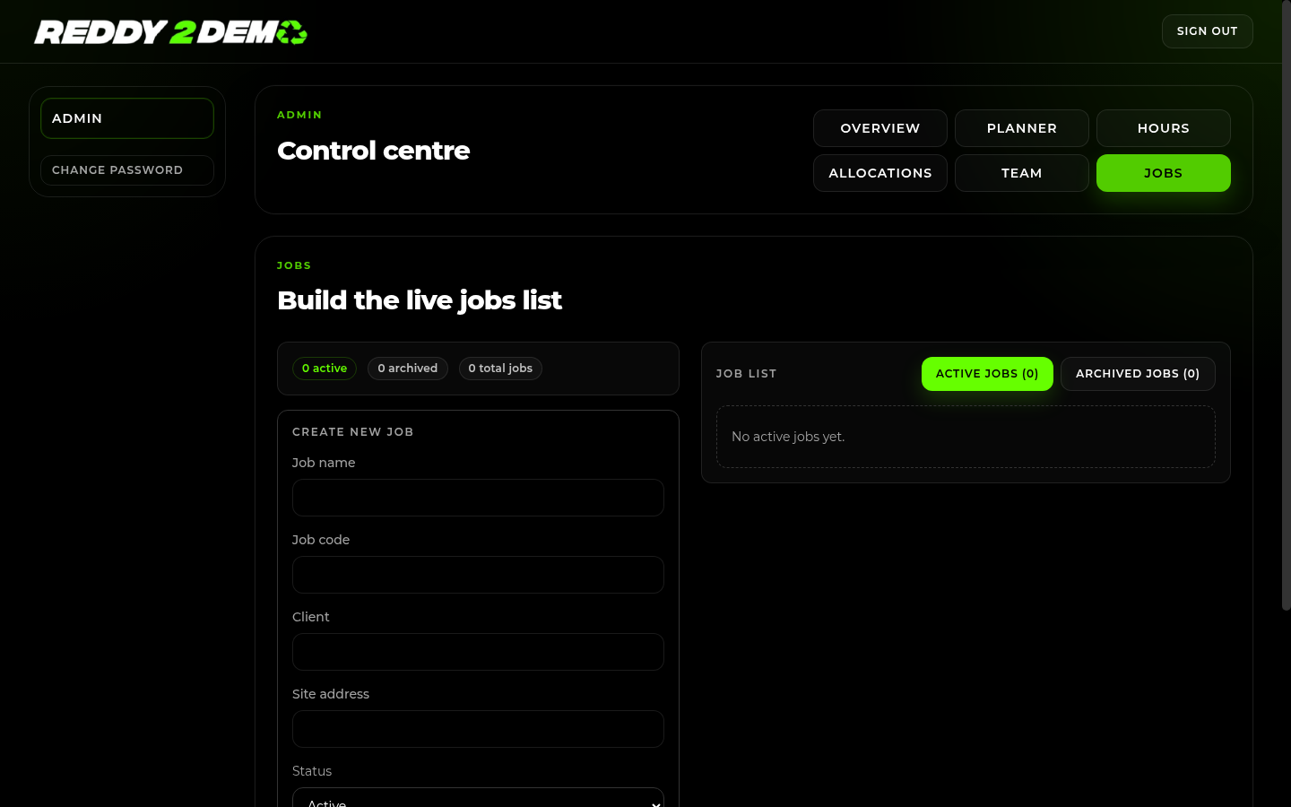Reddy2Demo jobs management